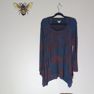 Soft Surroundings Teal and Rust Tunic